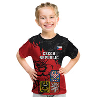 Presonalised Czech Republic Independence Day Kid T Shirt Coat Of Arms With Czechia Rosa - Wonder Print Shop