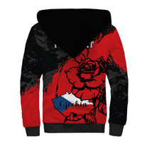 Presonalised Czech Republic Independence Day Sherpa Hoodie Coat Of Arms With Czechia Rosa - Wonder Print Shop