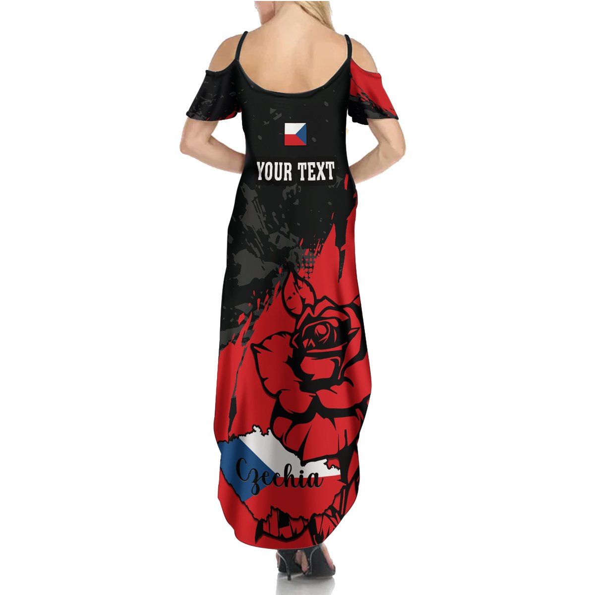 Presonalised Czech Republic Independence Day Summer Maxi Dress Coat Of Arms With Czechia Rosa - Wonder Print Shop