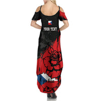 Presonalised Czech Republic Independence Day Summer Maxi Dress Coat Of Arms With Czechia Rosa - Wonder Print Shop
