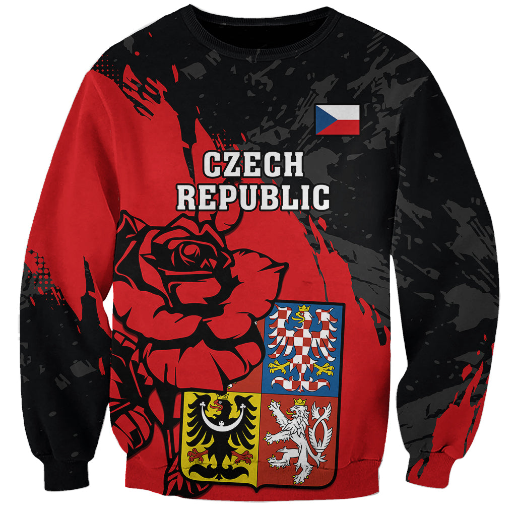Presonalised Czech Republic Independence Day Sweatshirt Coat Of Arms With Czechia Rosa - Wonder Print Shop