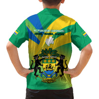 Gabon Family Matching Summer Maxi Dress and Hawaiian Shirt Coat Of Arms With Flag Gradient Style - Wonder Print Shop