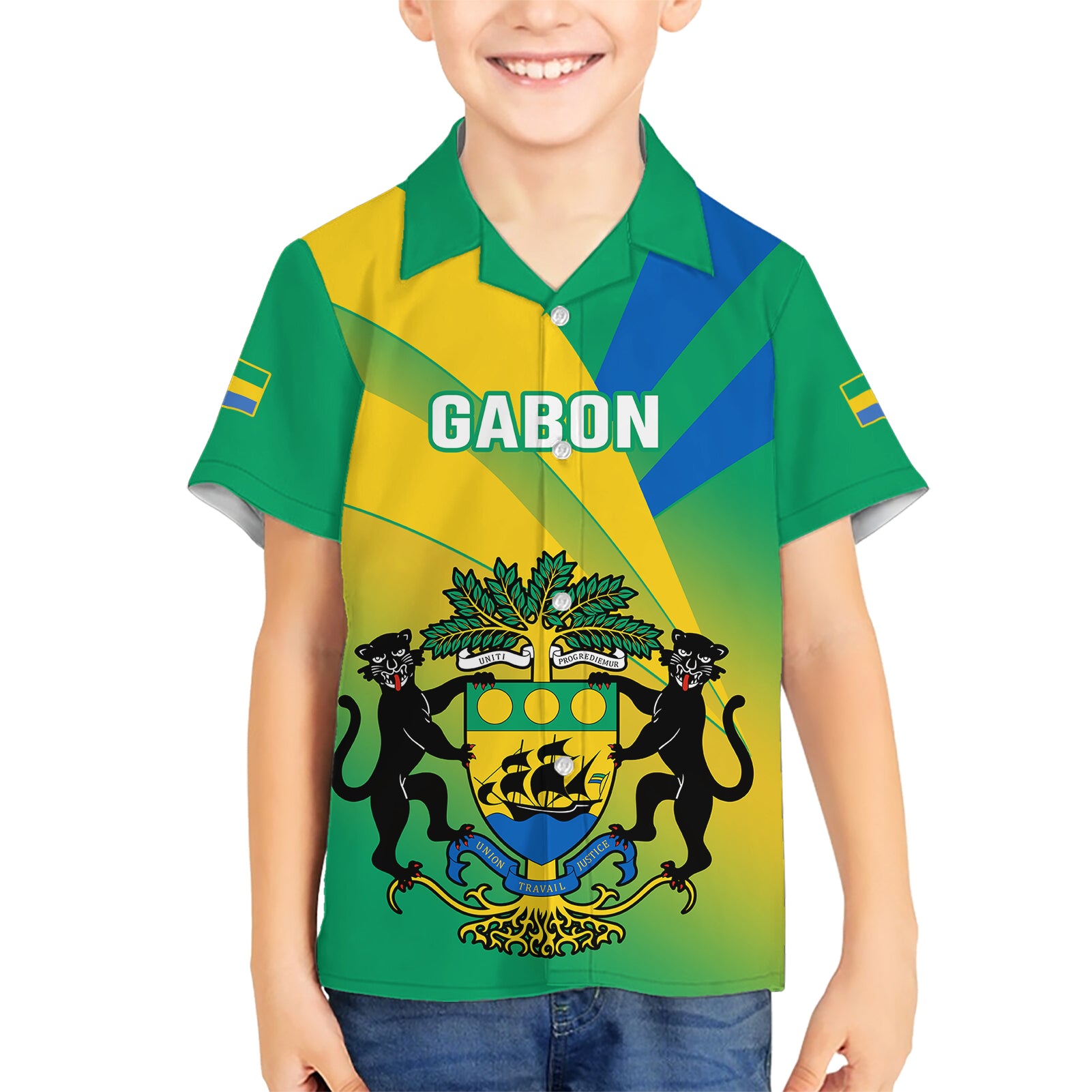 gabon-kid-hawaiian-shirt-coat-of-arms-with-flag-gradient-style