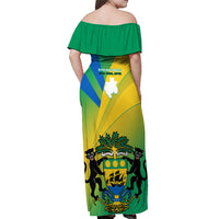 Gabon Off Shoulder Maxi Dress Coat Of Arms With Flag Gradient Style - Wonder Print Shop