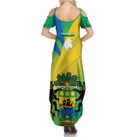 Gabon Summer Maxi Dress Coat Of Arms With Flag Gradient Style - Wonder Print Shop