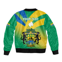 Presonalised Gabon Bomber Jacket Coat Of Arms With Flag Gradient Style - Wonder Print Shop