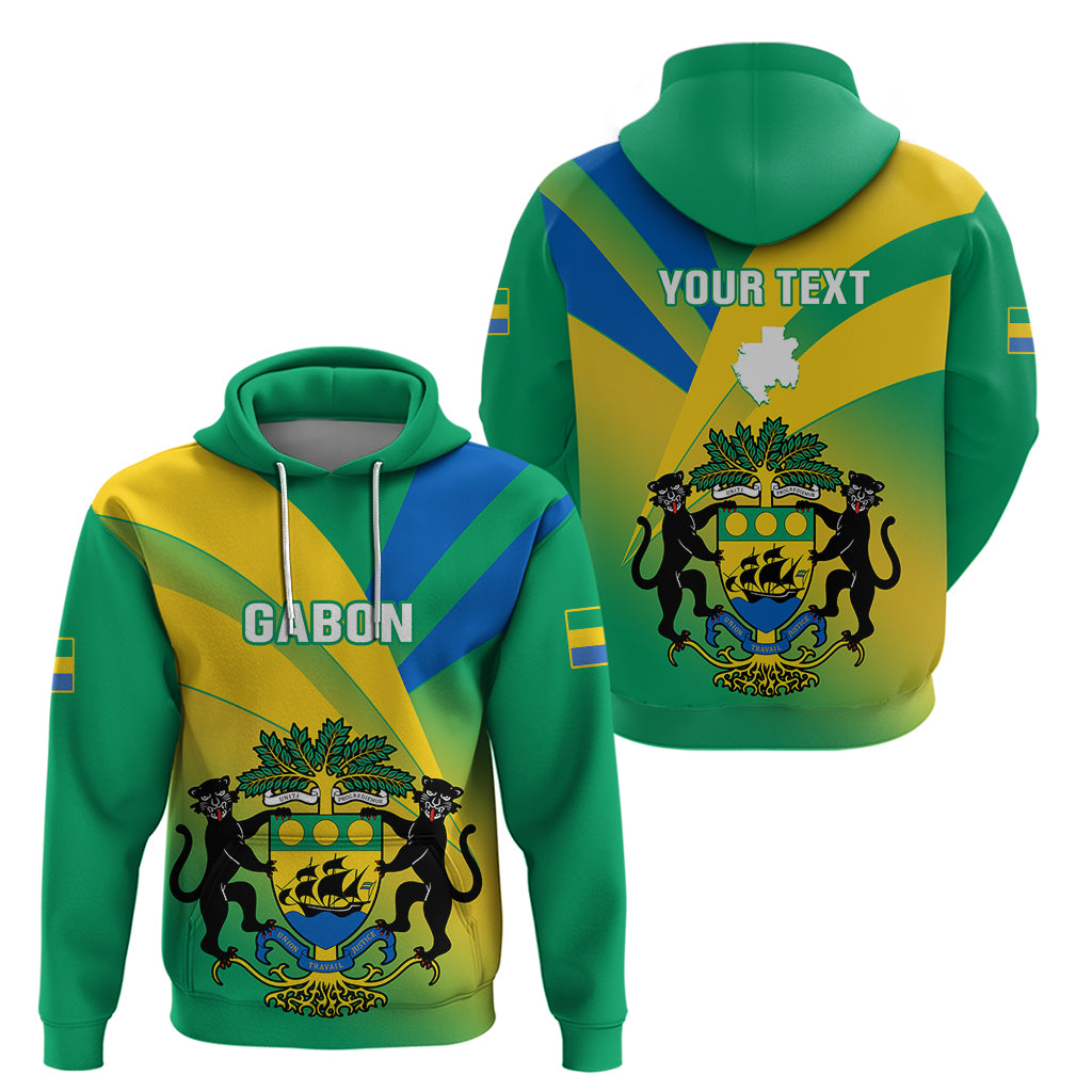 Presonalised Gabon Hoodie Coat Of Arms With Flag Gradient Style - Wonder Print Shop