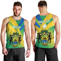 Presonalised Gabon Men Tank Top Coat Of Arms With Flag Gradient Style - Wonder Print Shop