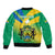 Presonalised Gabon Sleeve Zip Bomber Jacket Coat Of Arms With Flag Gradient Style - Wonder Print Shop