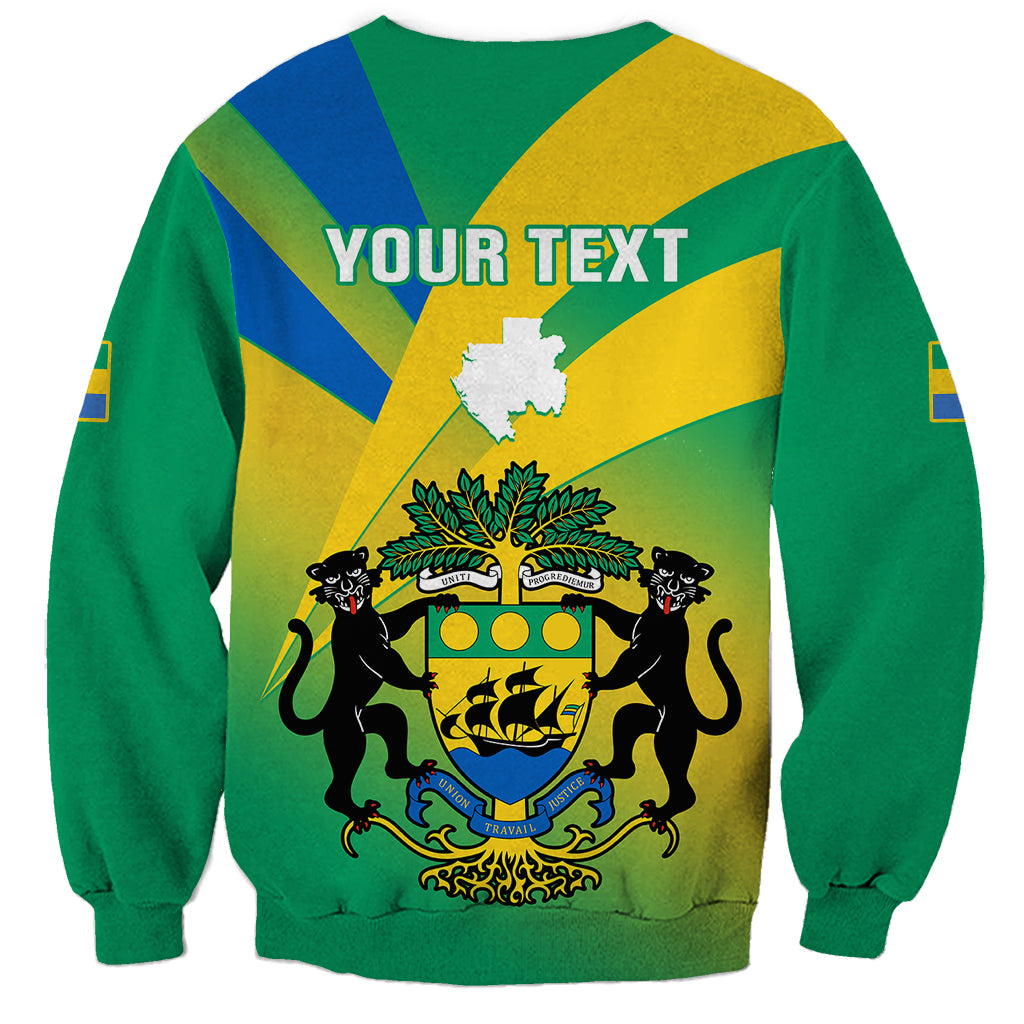 Presonalised Gabon Sweatshirt Coat Of Arms With Flag Gradient Style - Wonder Print Shop