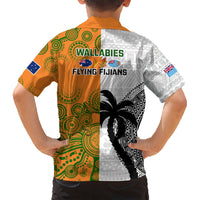 Fiji And Australia Rugby Kid Hawaiian Shirt 2023 World Cup Aboriginal Mix Tapa Pattern - Wonder Print Shop