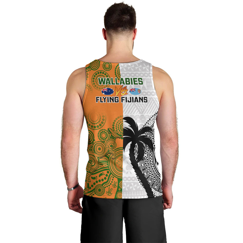 Fiji And Australia Rugby Men Tank Top 2023 World Cup Aboriginal Mix Tapa Pattern - Wonder Print Shop