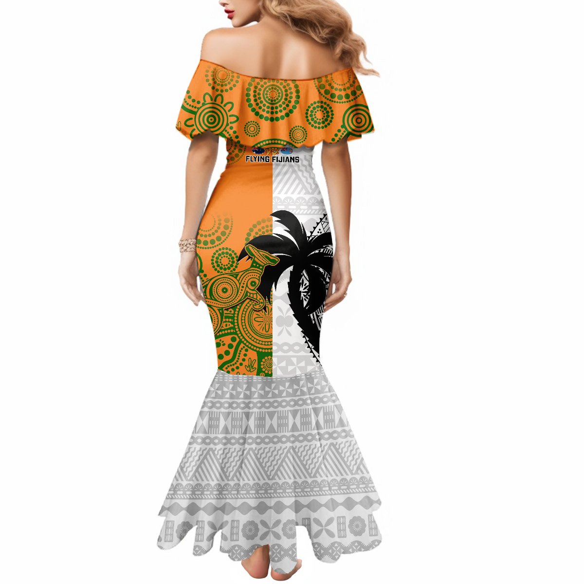 Fiji And Australia Rugby Mermaid Dress 2023 World Cup Aboriginal Mix Tapa Pattern - Wonder Print Shop