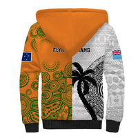 Fiji And Australia Rugby Sherpa Hoodie 2023 World Cup Aboriginal Mix Tapa Pattern - Wonder Print Shop