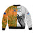Fiji And Australia Rugby Sleeve Zip Bomber Jacket 2023 World Cup Aboriginal Mix Tapa Pattern - Wonder Print Shop