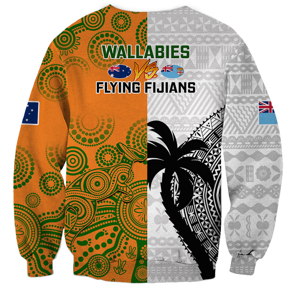 Fiji And Australia Rugby Sweatshirt 2023 World Cup Aboriginal Mix Tapa Pattern - Wonder Print Shop