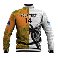 Custom Fiji And Australia Rugby Baseball Jacket 2023 World Cup Aboriginal Mix Tapa Pattern - Wonder Print Shop