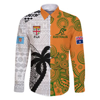 Custom Fiji And Australia Rugby Family Matching Puletasi Dress and Hawaiian Shirt 2023 World Cup Aboriginal Mix Tapa Pattern - Wonder Print Shop