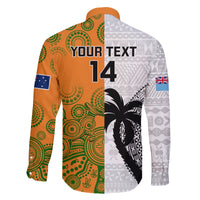 Custom Fiji And Australia Rugby Family Matching Puletasi Dress and Hawaiian Shirt 2023 World Cup Aboriginal Mix Tapa Pattern - Wonder Print Shop