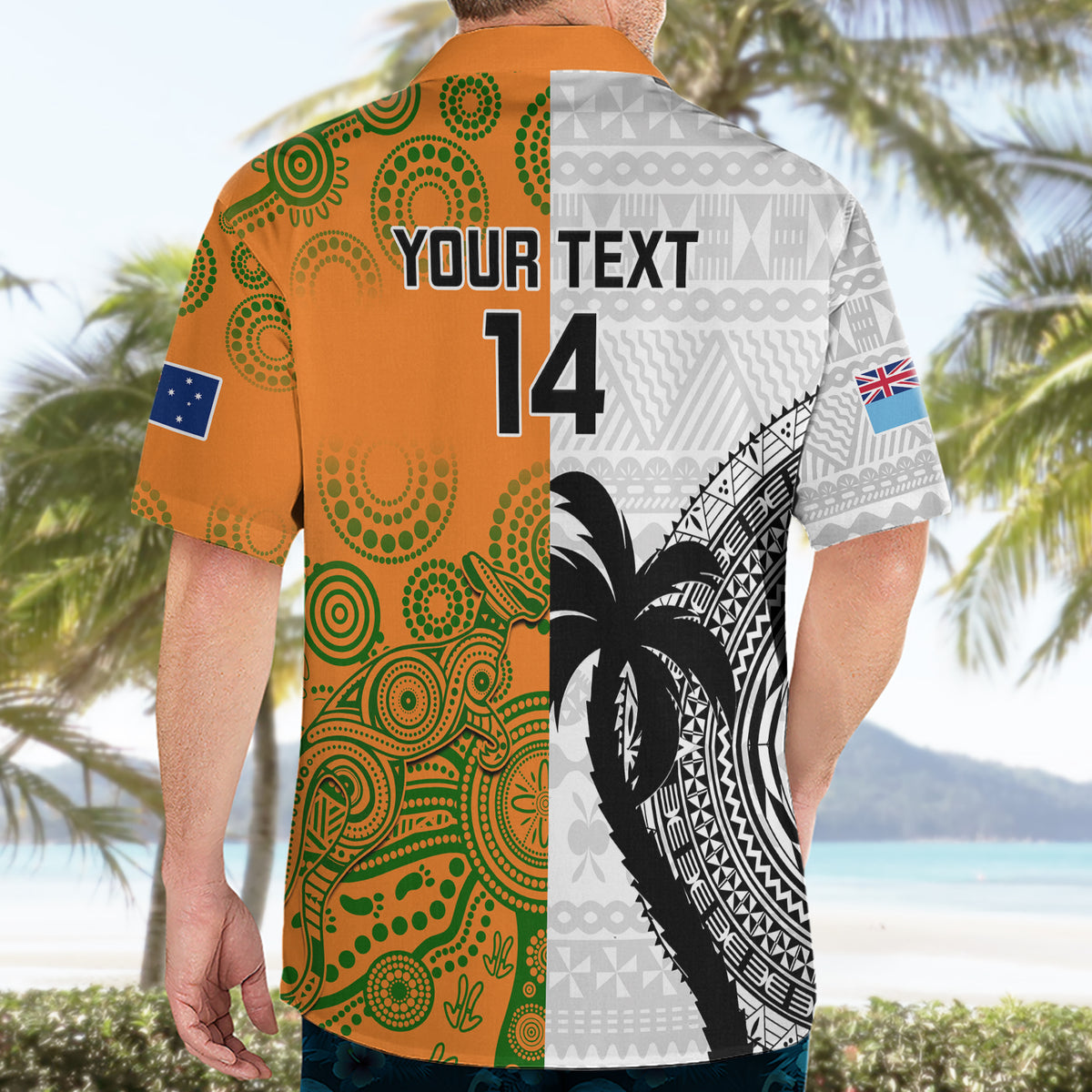 Custom Fiji And Australia Rugby Hawaiian Shirt 2023 World Cup Aboriginal Mix Tapa Pattern - Wonder Print Shop