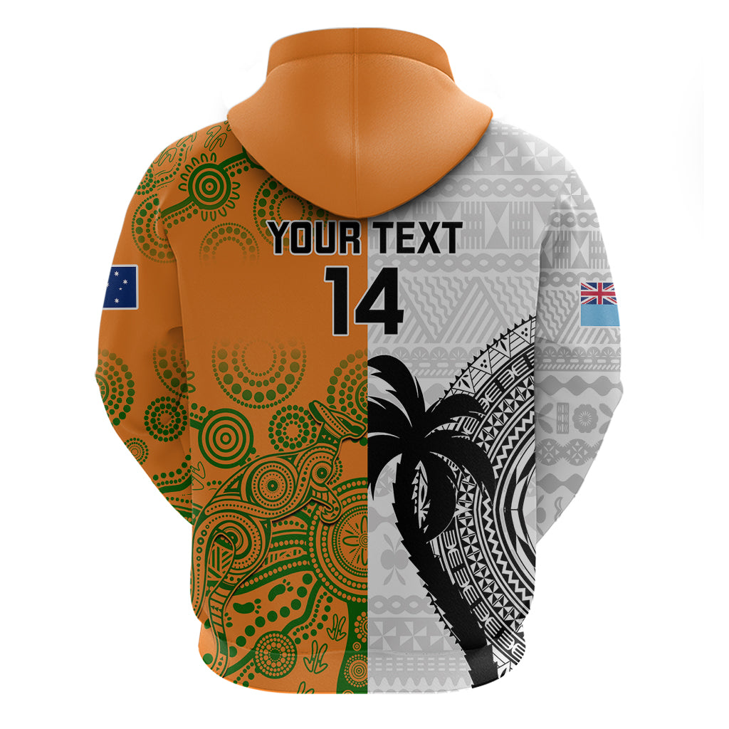 Custom Fiji And Australia Rugby Hoodie 2023 World Cup Aboriginal Mix Tapa Pattern - Wonder Print Shop