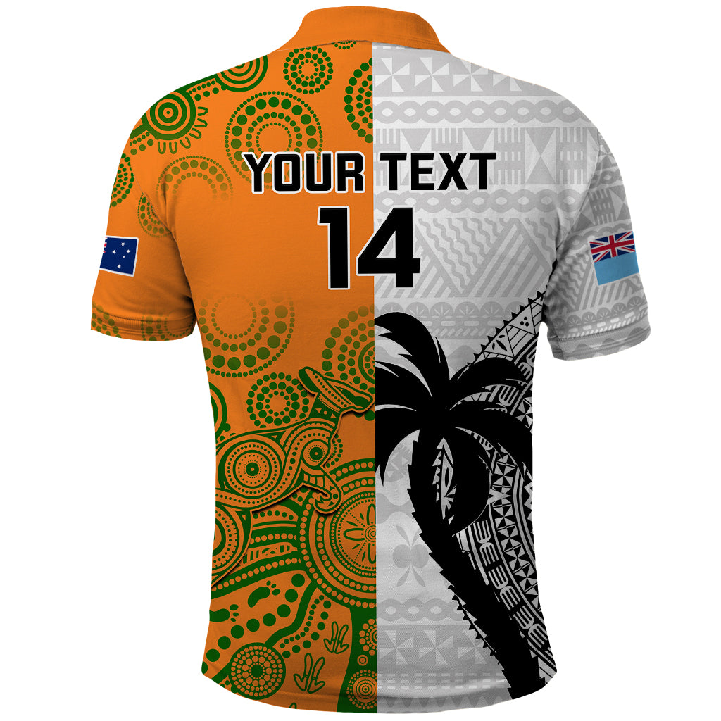 Custom Fiji And Australia Rugby Polo Shirt 2023 World Cup Aboriginal Mix Tapa Pattern - Wonder Print Shop