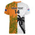 Custom Fiji And Australia Rugby Women V Neck T Shirt 2023 World Cup Aboriginal Mix Tapa Pattern - Wonder Print Shop