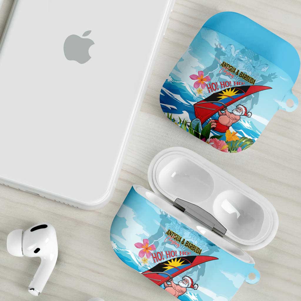 Personalized Antigua and Barbuda Christmas AirPods Case Windsurfing Santa Caribbean Tropical Style - Wonder Print Shop