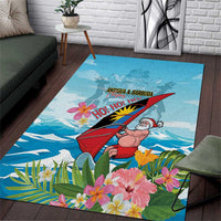 Personalized Antigua and Barbuda Christmas Area Rug Windsurfing Santa Caribbean Tropical Style - Wonder Print Shop