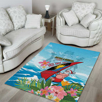 Personalized Antigua and Barbuda Christmas Area Rug Windsurfing Santa Caribbean Tropical Style - Wonder Print Shop
