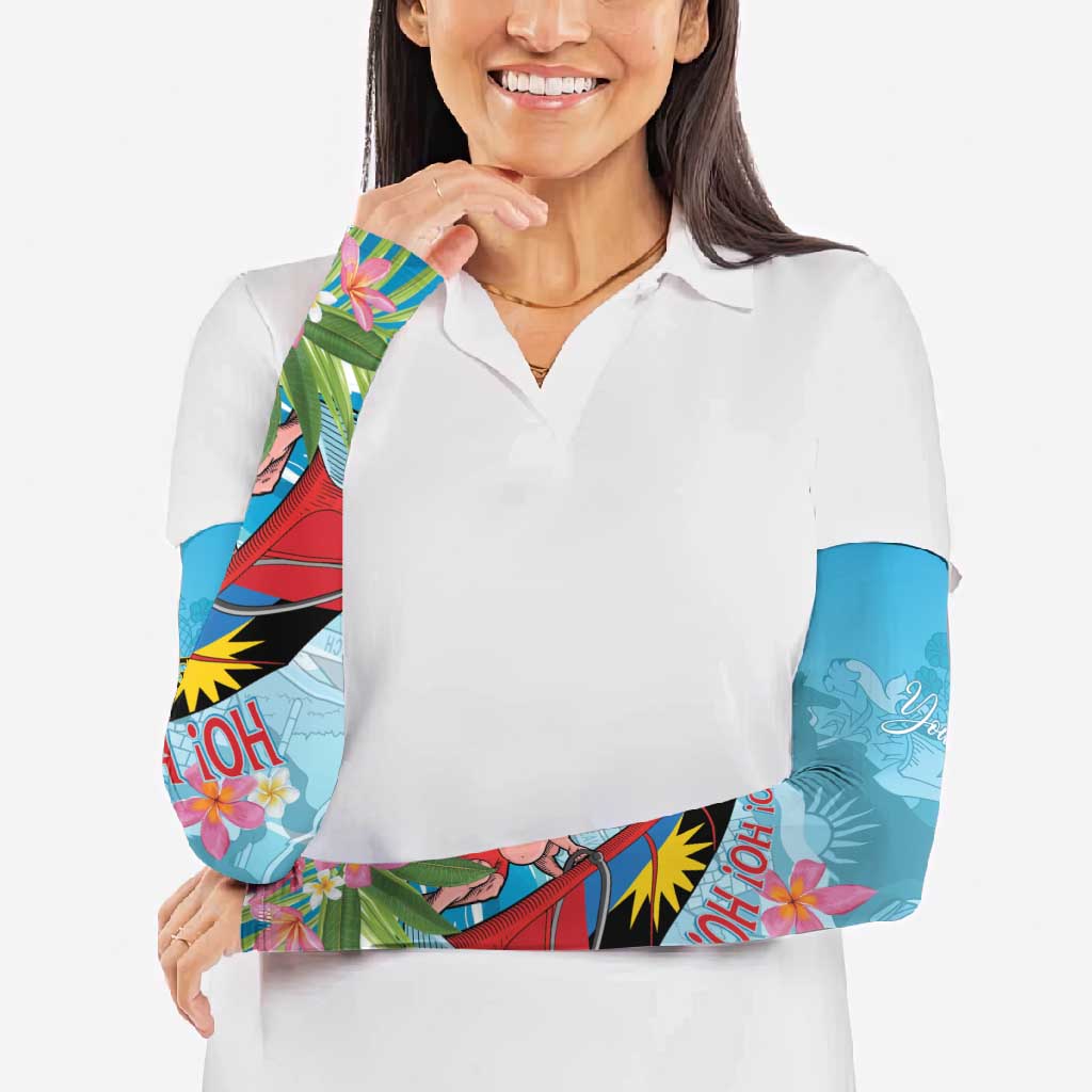 Personalized Antigua and Barbuda Christmas Arm Sleeves Windsurfing Santa Caribbean Tropical Style - Wonder Print Shop