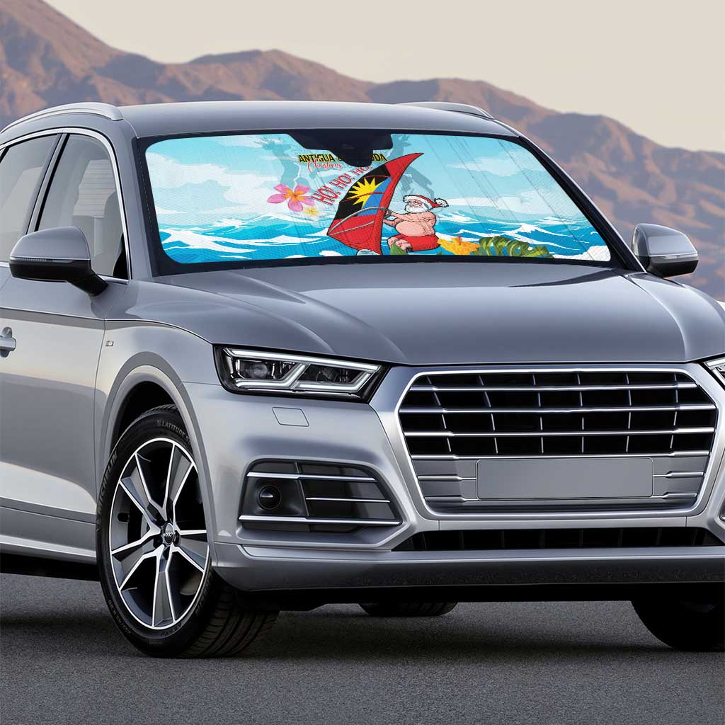 Personalized Antigua and Barbuda Christmas Auto Sun Shade Windsurfing Santa Caribbean Tropical Style - Wonder Print Shop