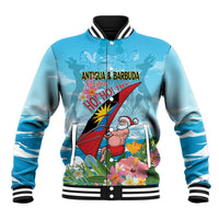 Personalized Antigua and Barbuda Christmas Baseball Jacket Windsurfing Santa Caribbean Tropical Style - Wonder Print Shop