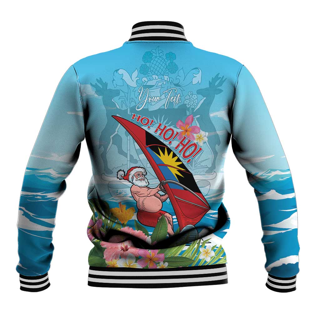 Personalized Antigua and Barbuda Christmas Baseball Jacket Windsurfing Santa Caribbean Tropical Style - Wonder Print Shop
