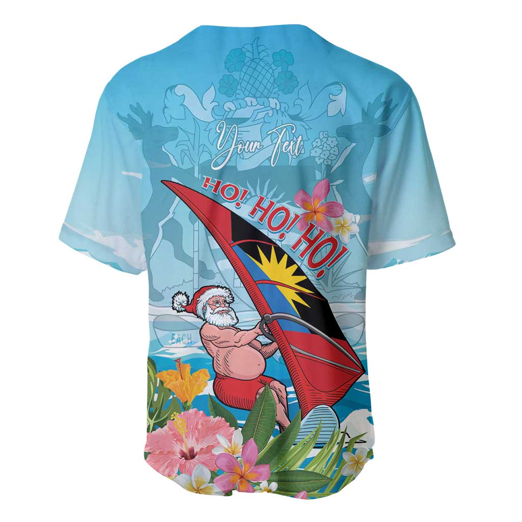 Personalized Antigua and Barbuda Christmas Baseball Jersey Windsurfing Santa Caribbean Tropical Style - Wonder Print Shop