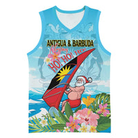 Personalized Antigua and Barbuda Christmas Basketball Jersey Windsurfing Santa Caribbean Tropical Style - Wonder Print Shop