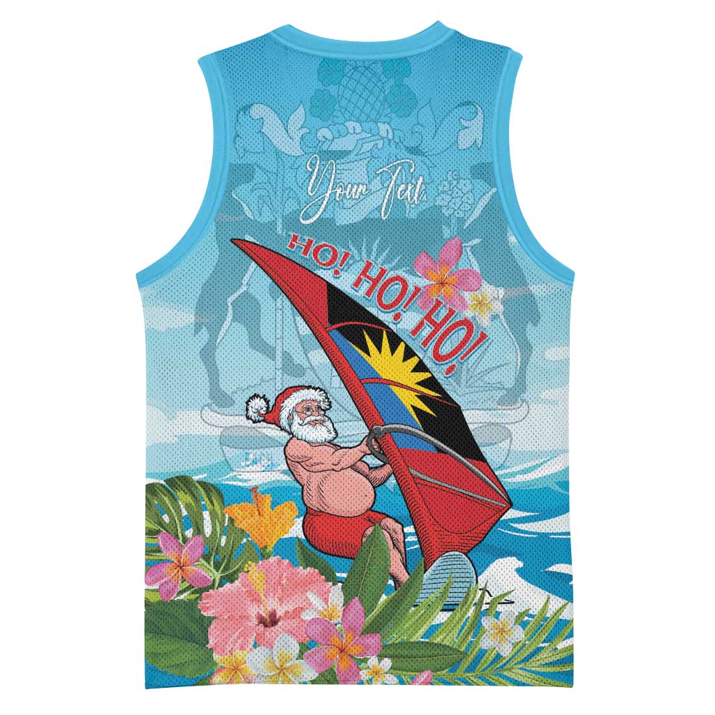 Personalized Antigua and Barbuda Christmas Basketball Jersey Windsurfing Santa Caribbean Tropical Style - Wonder Print Shop