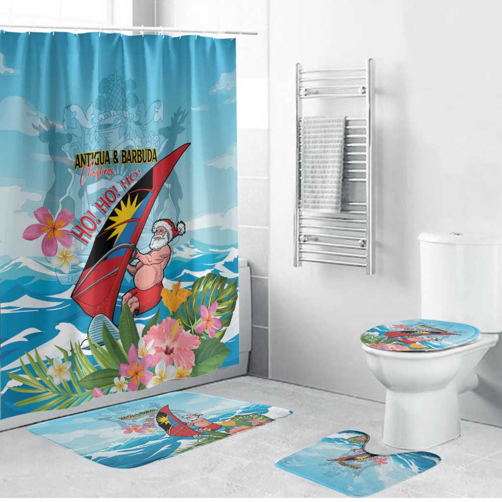 Personalized Antigua and Barbuda Christmas Bathroom Set Windsurfing Santa Caribbean Tropical Style - Wonder Print Shop