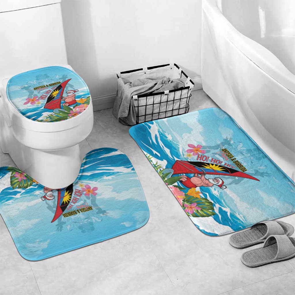 Personalized Antigua and Barbuda Christmas Bathroom Set Windsurfing Santa Caribbean Tropical Style - Wonder Print Shop