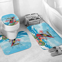 Personalized Antigua and Barbuda Christmas Bathroom Set Windsurfing Santa Caribbean Tropical Style - Wonder Print Shop