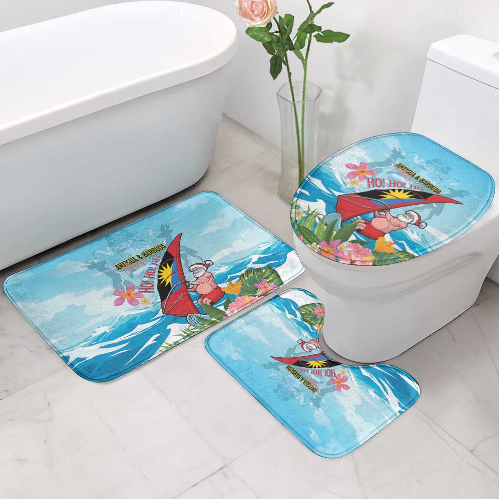 Personalized Antigua and Barbuda Christmas Bathroom Set Windsurfing Santa Caribbean Tropical Style - Wonder Print Shop