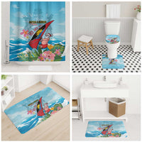 Personalized Antigua and Barbuda Christmas Bathroom Set Windsurfing Santa Caribbean Tropical Style - Wonder Print Shop