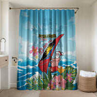 Personalized Antigua and Barbuda Christmas Bathroom Set Windsurfing Santa Caribbean Tropical Style - Wonder Print Shop