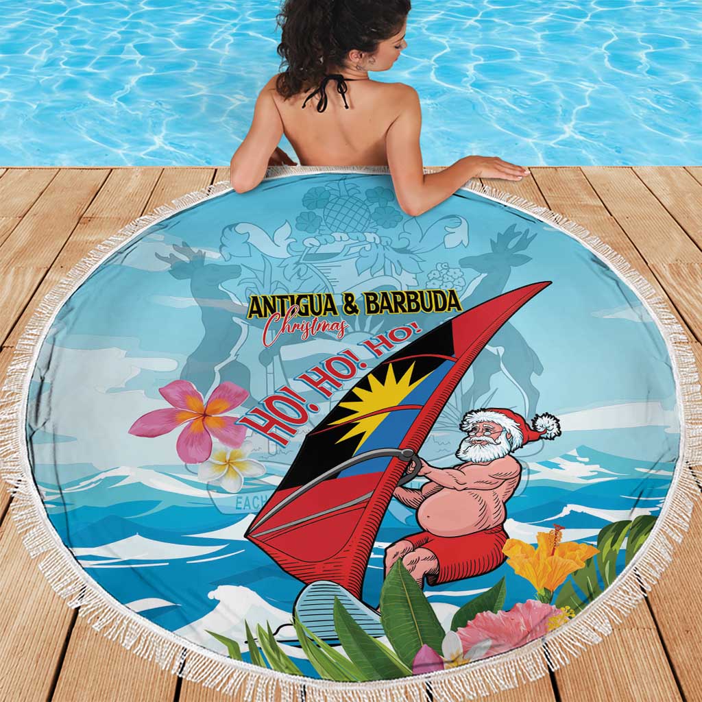 Personalized Antigua and Barbuda Christmas Beach Blanket Windsurfing Santa Caribbean Tropical Style - Wonder Print Shop