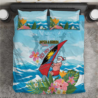 Personalized Antigua and Barbuda Christmas Bedding Set Windsurfing Santa Caribbean Tropical Style - Wonder Print Shop
