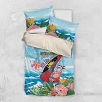 Personalized Antigua and Barbuda Christmas Bedding Set Windsurfing Santa Caribbean Tropical Style - Wonder Print Shop