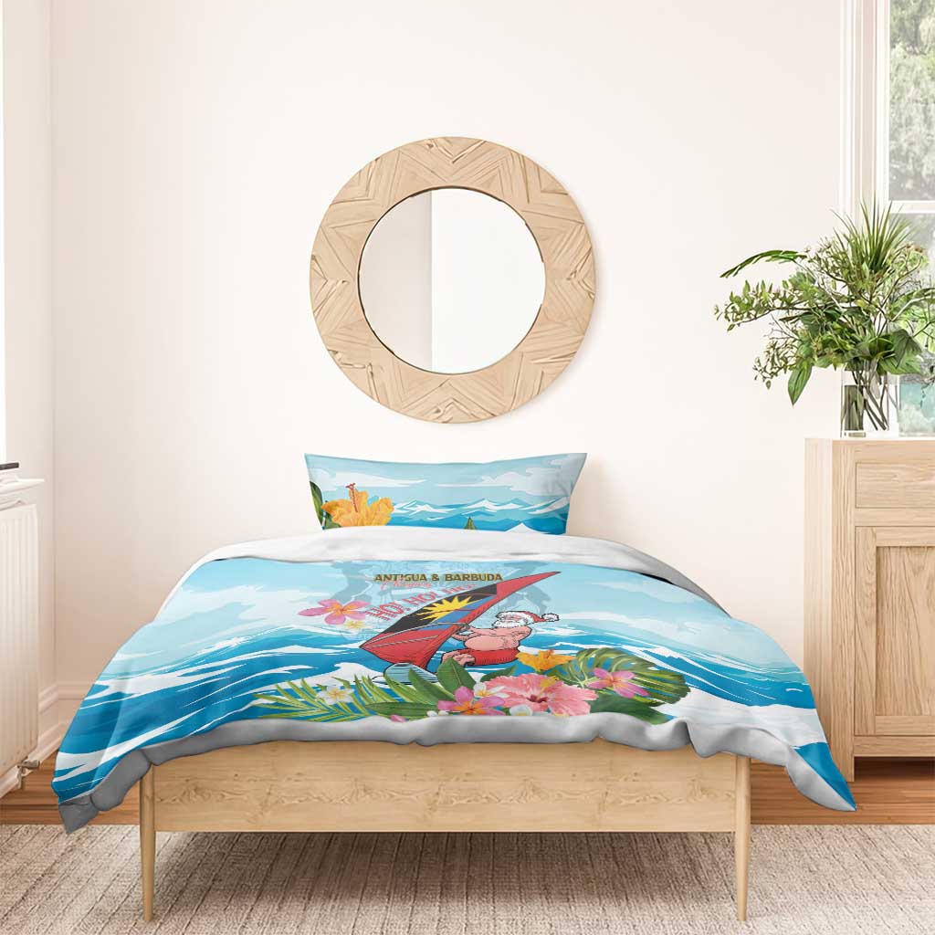 Personalized Antigua and Barbuda Christmas Bedding Set Windsurfing Santa Caribbean Tropical Style - Wonder Print Shop