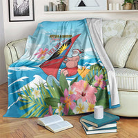 Personalized Antigua and Barbuda Christmas Blanket Windsurfing Santa Caribbean Tropical Style - Wonder Print Shop