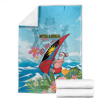 Personalized Antigua and Barbuda Christmas Blanket Windsurfing Santa Caribbean Tropical Style - Wonder Print Shop