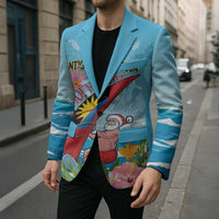Personalized Antigua and Barbuda Christmas Blazer Windsurfing Santa Caribbean Tropical Style - Wonder Print Shop